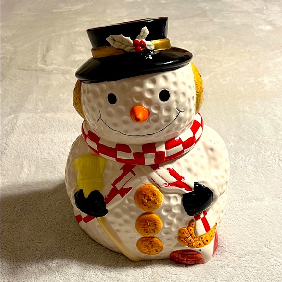Gibson Other - Gibson. Vintage 1997 10” Tall Festive Snowman Cookie Jar - White and Black